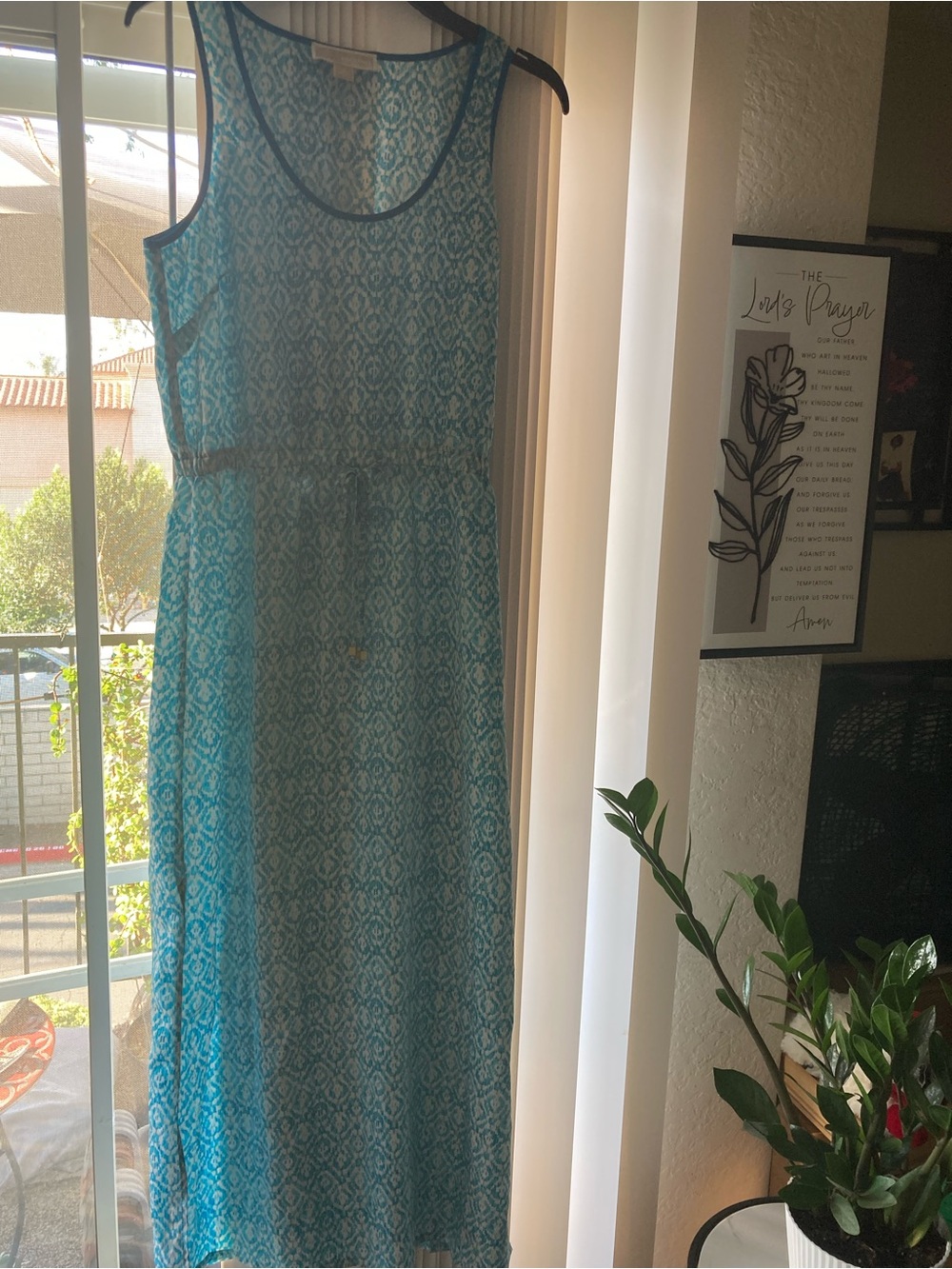 MICHAEL Michael Kors Teal Patterned Sleeveless Maxi Dress